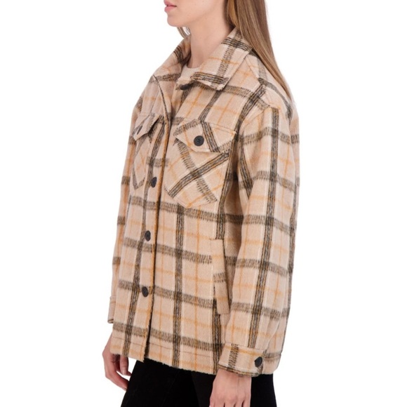 Sebby Women's Button Down Beige and Black Plaid Jacket NWT XL - Picture 2 of 8